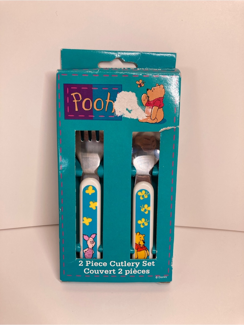 Vintage Winnie the Pooh Bear Kids 2 Piece Cutlery Set Fork Spoon Stainless Steel